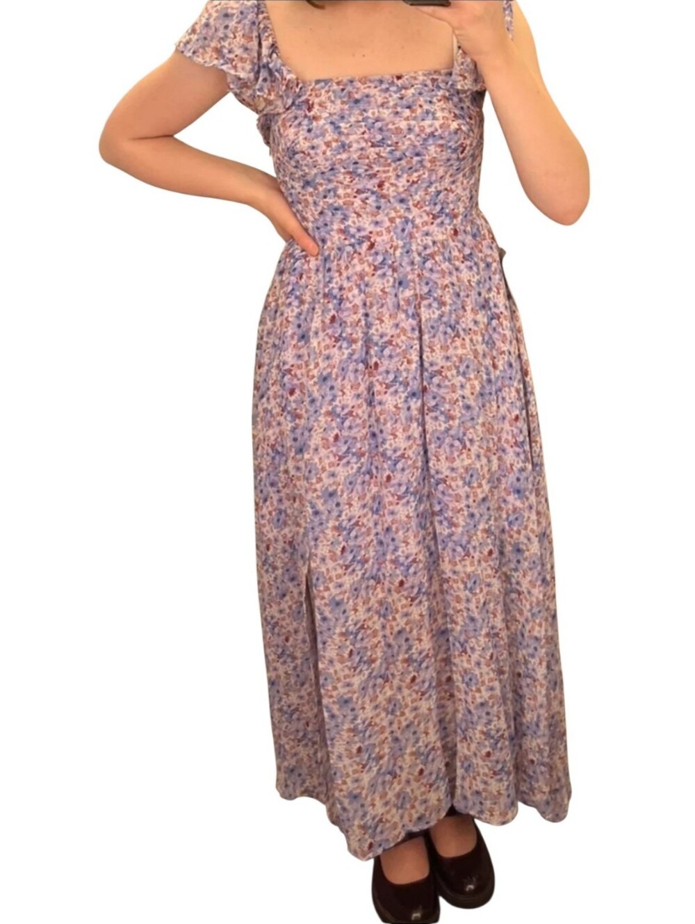 ASTR the Label Purple Floral Chiffon Maxi Dress Size Small
